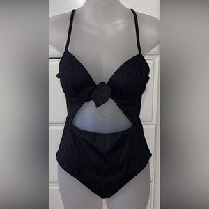 Shade & Shore Black One Piece Swimsuit Size 34B New!